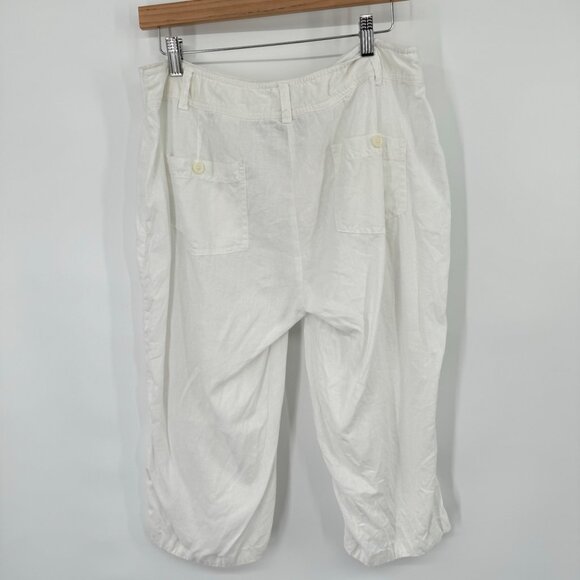ColdWater Creek women's white linen cropped pants size 16 pockets - Picture 9 of 10